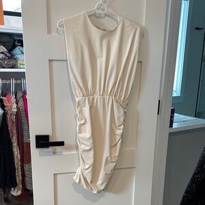 Amanda Uprichard Cream Sheath Mini Dress Sleeveless Crew Neck